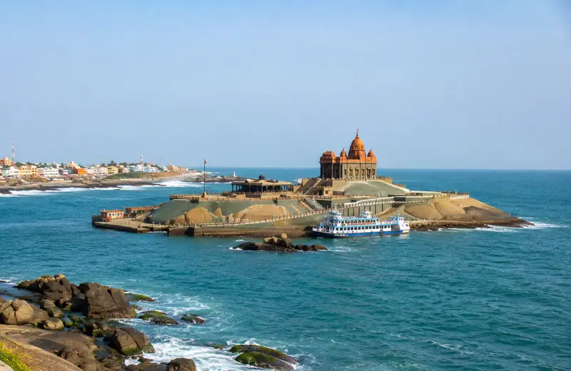 Vivekananda Rock Memorial on an island off Kanyakumari coast