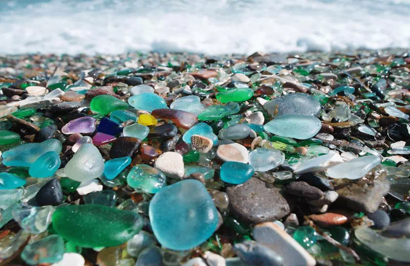 Glass Beach, a colorful beach made of sea glass in Fort Bragg, California