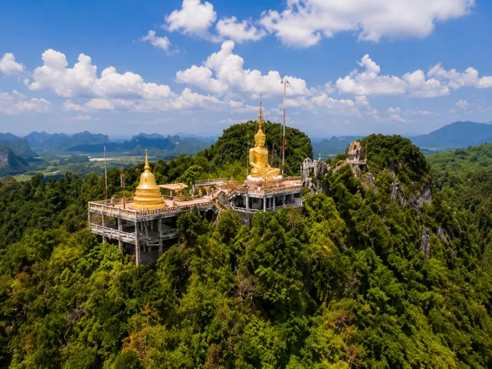 mountains and jungle seen from the top of Tiger Cave Temple Krabi
