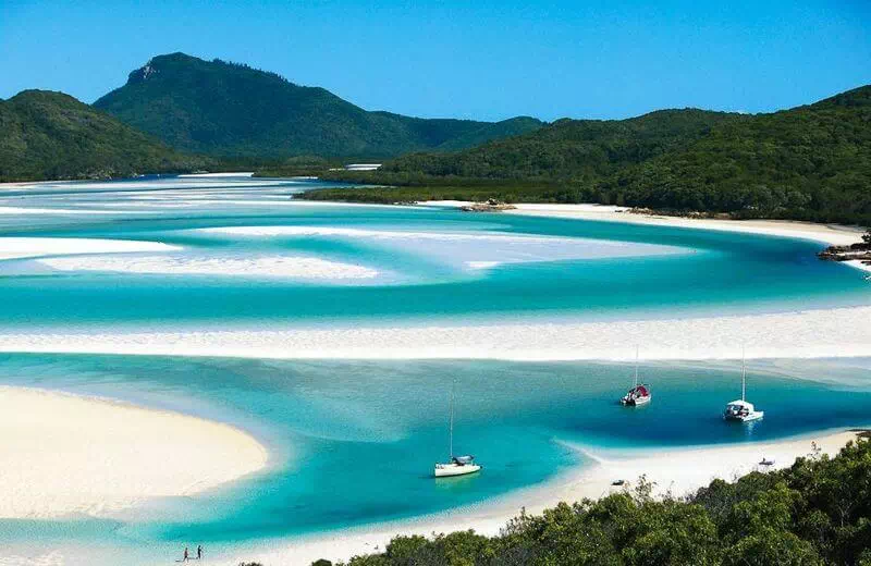 Hill Inlet swirls at Whitehaven Beach, one of the most beautiful beaches in the world.